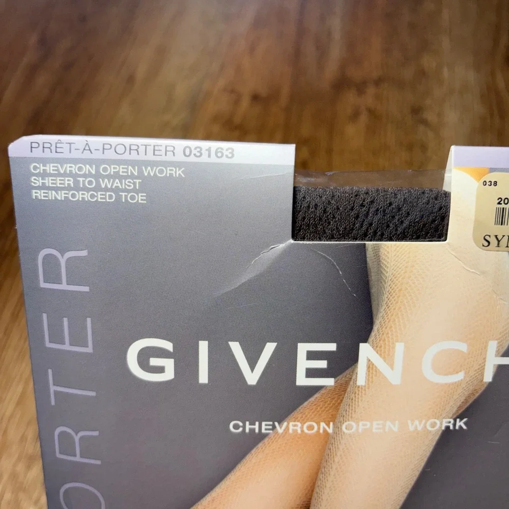 Givenchy Pret A Porter Chevron Open Work Tights Set of 2 black made in Italy A/B